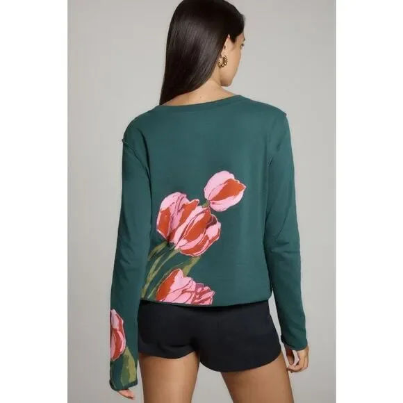 Anthropologie The Caitlin Boxy Tee by Maeve Long-Sleeve Edition Medium NWT - Picture 2 of 2